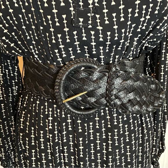 Max Studio Dress Womens Size XS Black Tan Stretch Waist Wide Belt Business Y2K - Picture 7 of 14